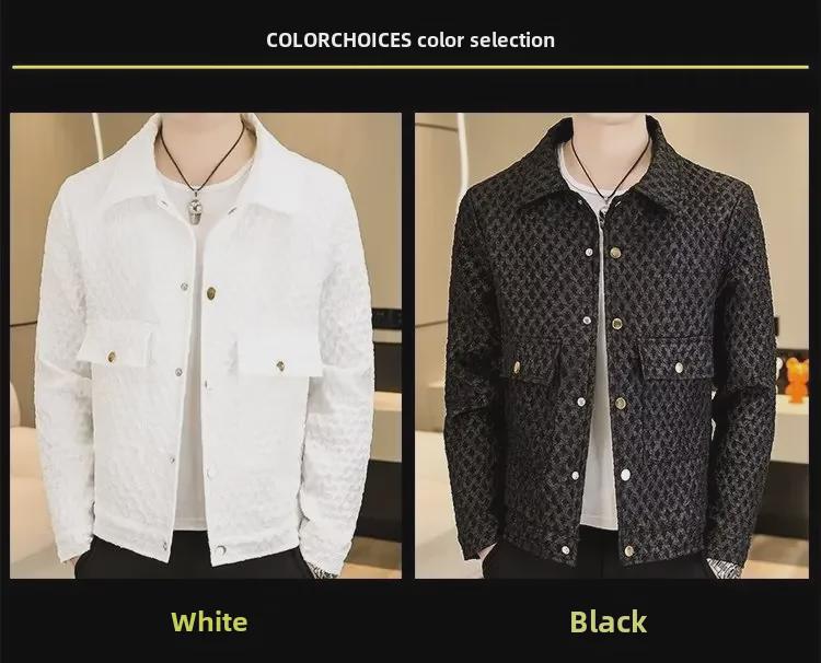 Мужская ветровка с клетчатыми лацканами: Модная облегающая куртка в корейском стиле на весну и осень