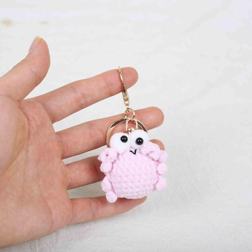 Handmade Crochet Keyrings Cartoon Animal Knitted Pendant Crocheted Crab Keychain Car Key Ring