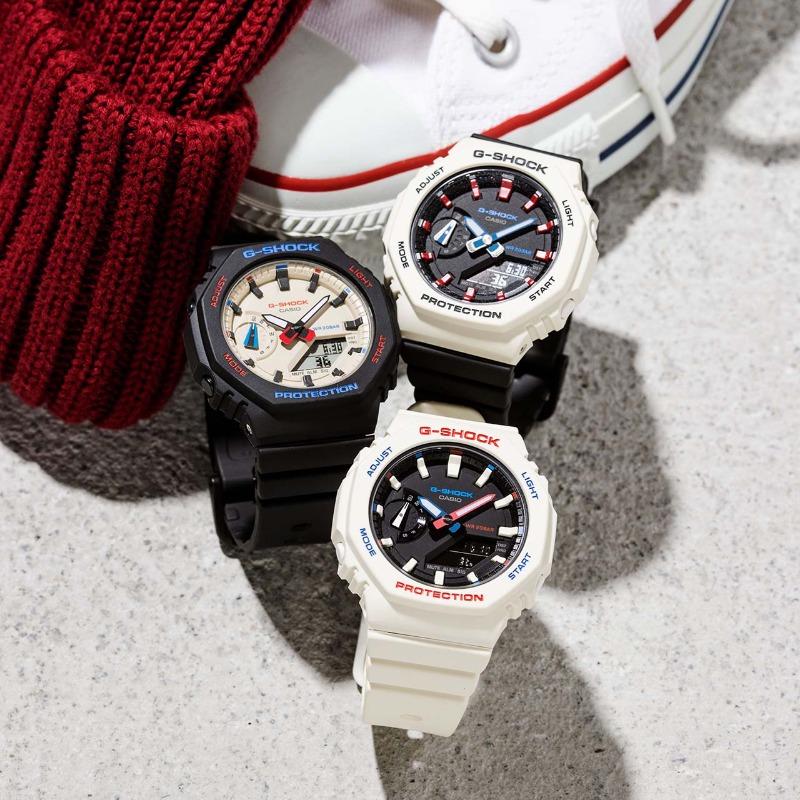 Casio Мужские часы G-SHOCK, смола, водостойкость 200 м, аналоговые, ударопрочные, кварцевые, GMA-S2100WT-1A