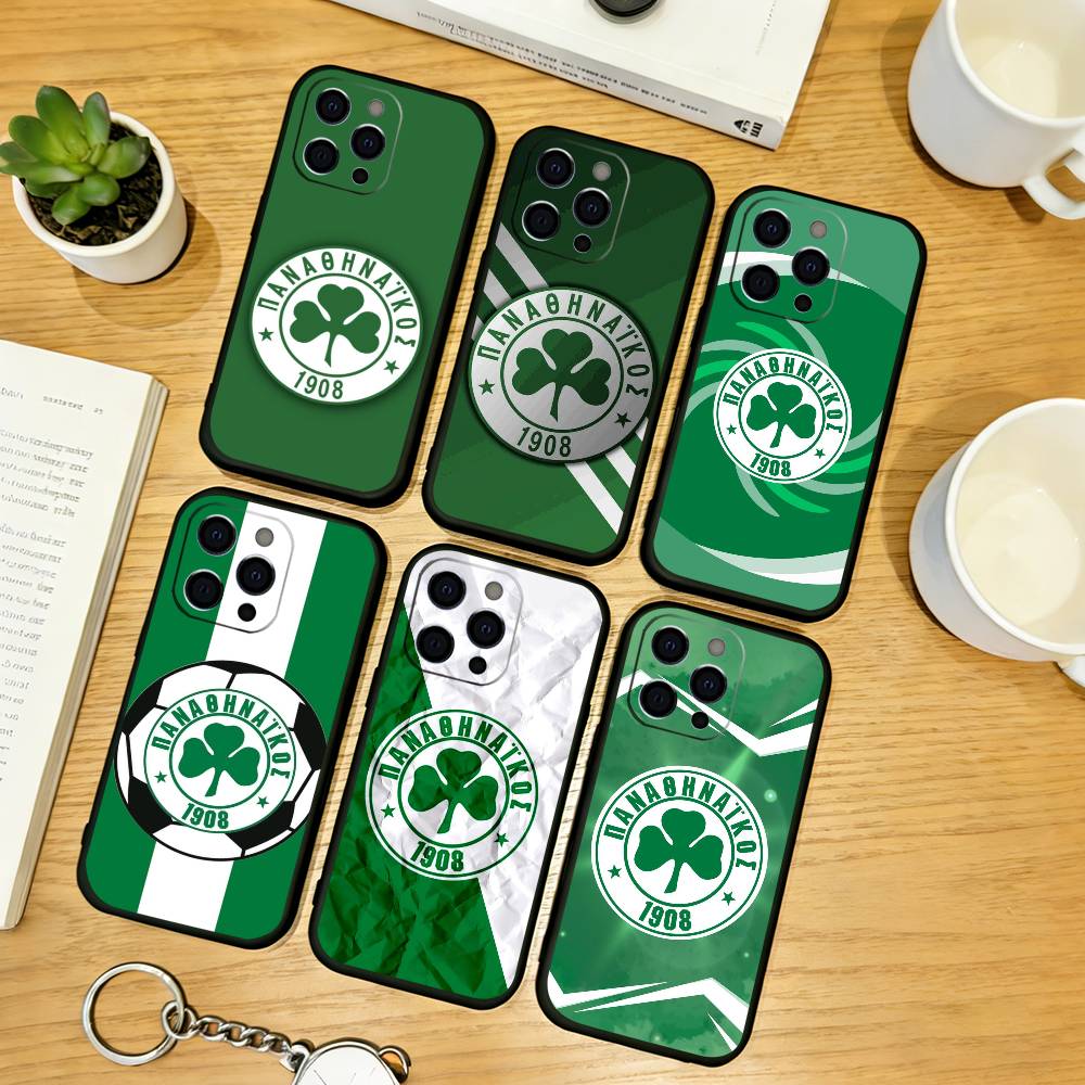 Чехол для телефона с принтом Панатинаикос Афины Для iPhone 17, 16, 15, 14, 13, 12, 11 Plus, Pro Max, Другие Мягкий Черный Чехол