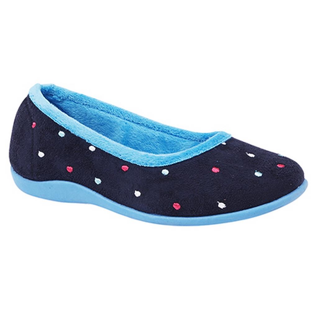 Sleepers Womens/Ladies Isla Dotted Ballerina Memory Foam Slippers