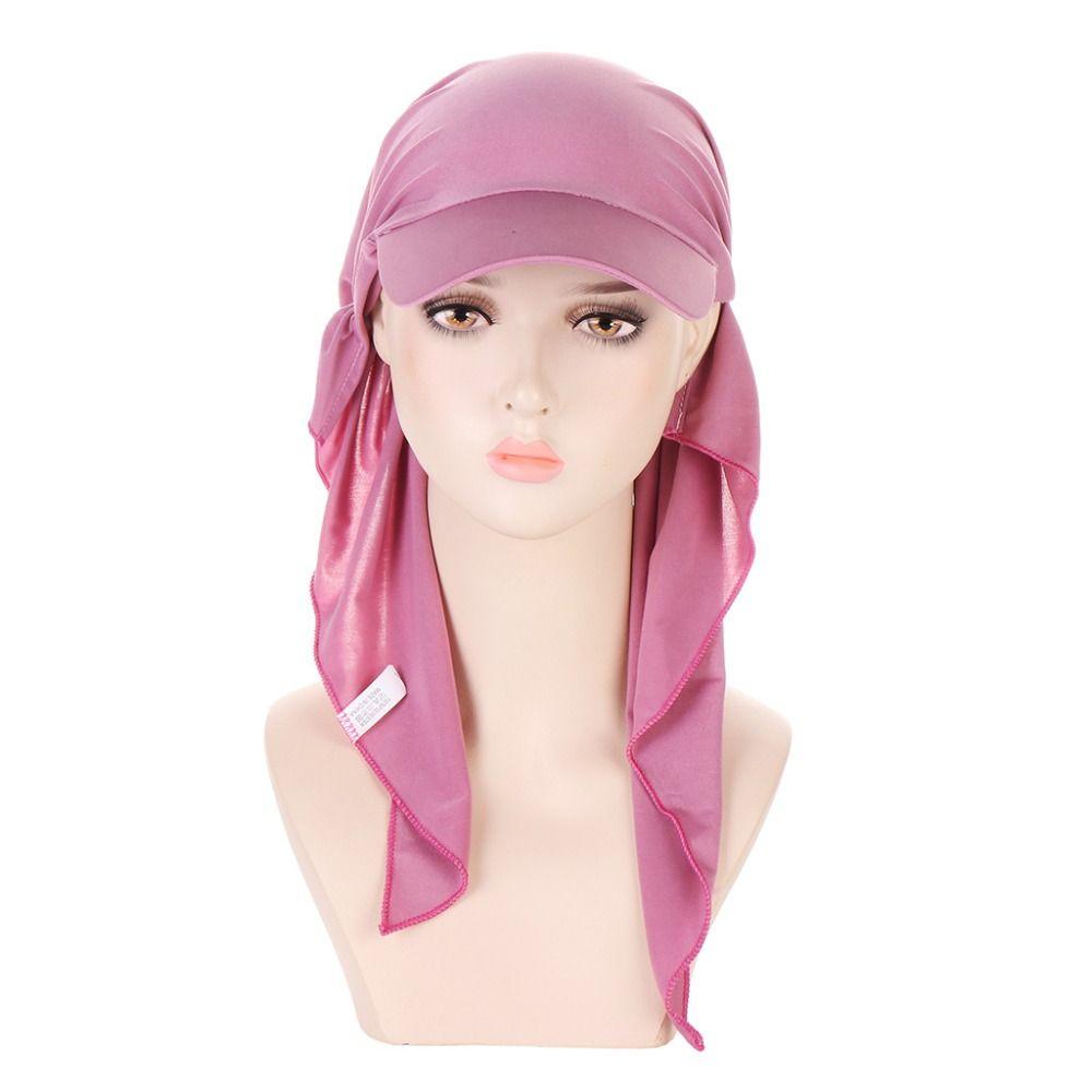 Solid Color Headscarf Baseball Cap Turban Cap Hijab Shawl Sunscreen Beach Hats Girl