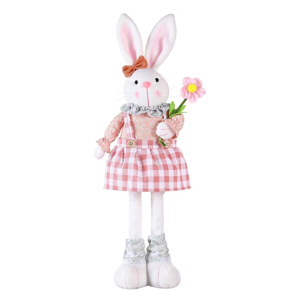 Cute Rabbit Easter Miniature Craft Extendable Legs Rabbit Ornament Fairy Garden Supplies Desk Home Figurine Ornament