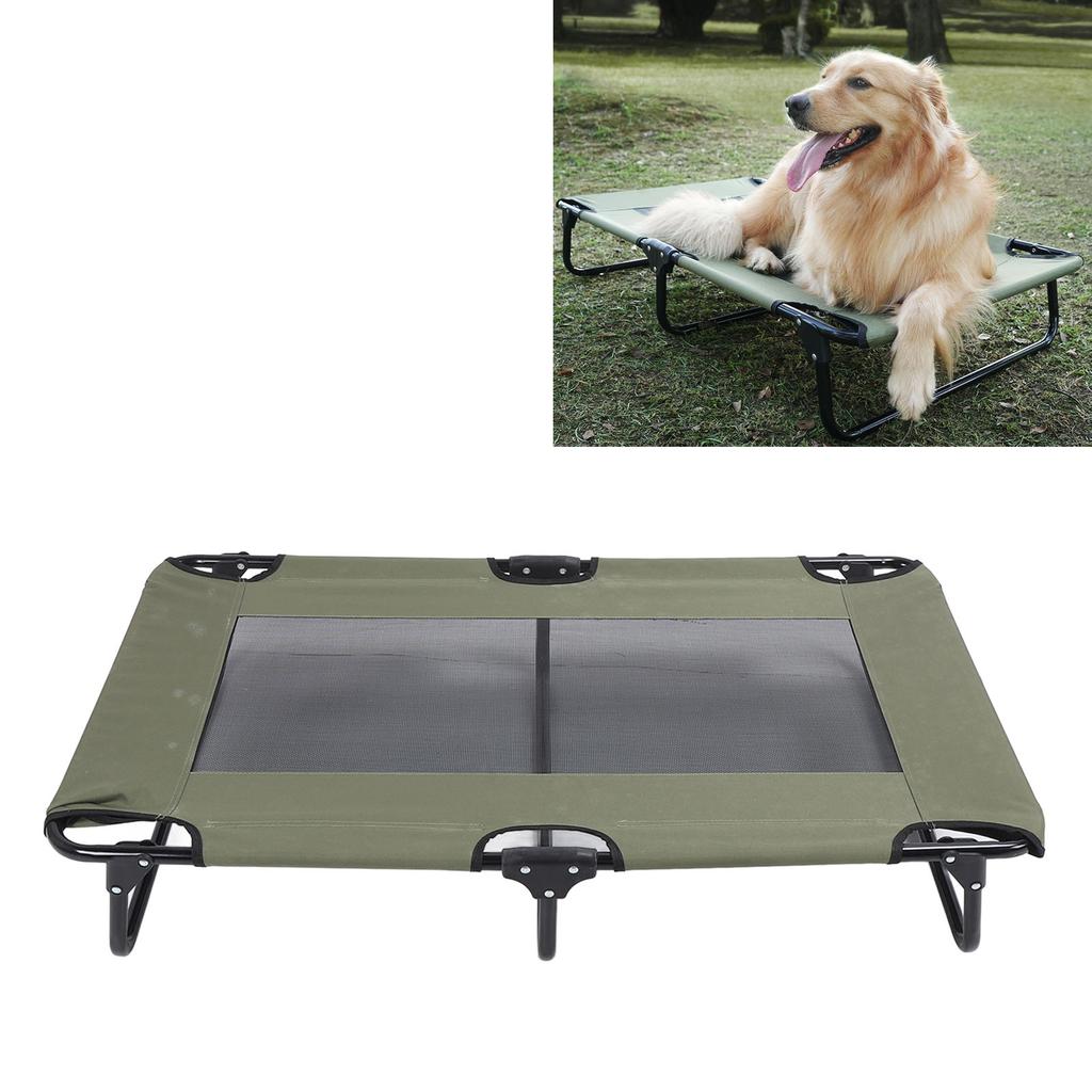 Raised Dog Bed Foldable Cooling Elevated Dog Bed Portable Raised Pet Cot for Outdoor Green