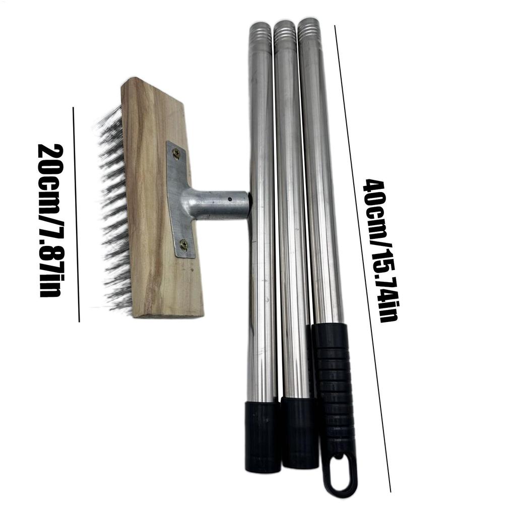 Stainless Wire Brush 59-inch Scrub Brush With Long Handle Heavy Duty Hard Bristles Tool For Garage Floor Deck Wall Tub Patio