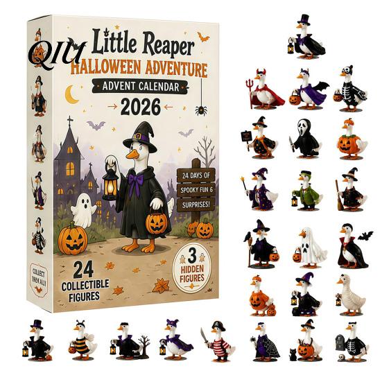 Cute Halloween Decorations Goose Advent Calendar 2026, 24 Day Countdown with Spooky Desk Ornaments Acrylic Duck Ornaments, Collectible Gift