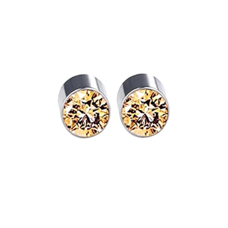 Stainless Steel Magnetic Diamond Ear Studs Clip-On Unisex No Piercing