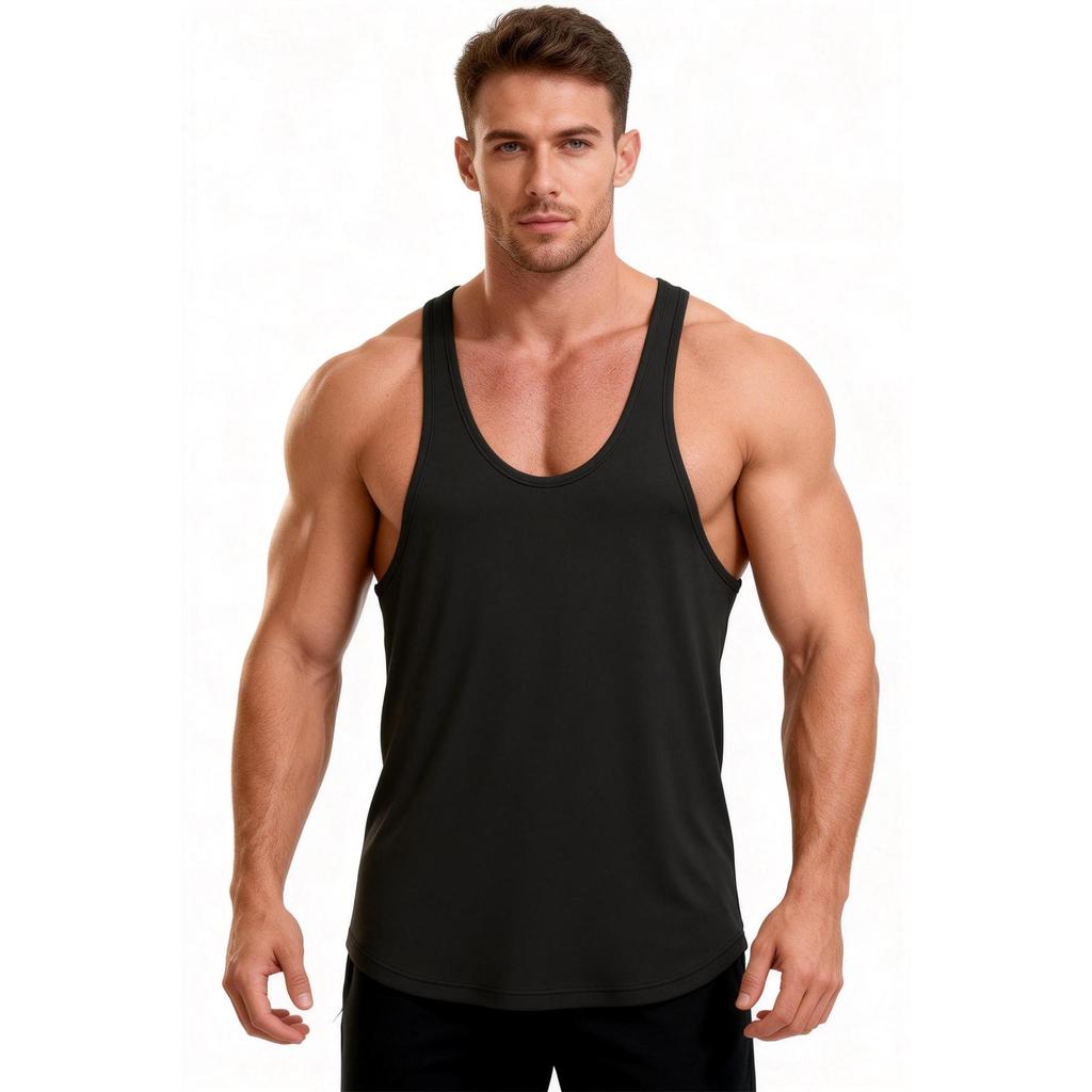Summer Men's Y-Back Muscle Tank Tops Quick Dry Sleeveless Gym Workout Shirt Bodybuilding Training Fitness Stringer Vest
