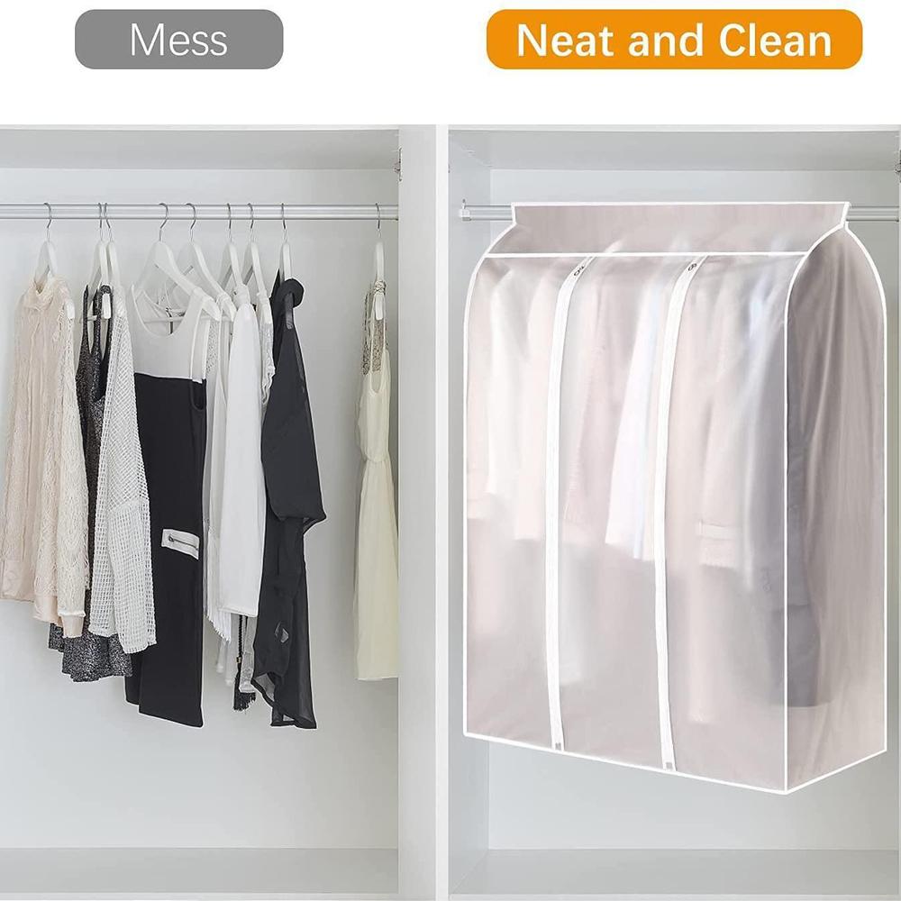 PEVA Double-Zipper Large Clothes Dust Cover Garment Suit Dress Coat Waterproof Dustproof Clothes Protector Hanging Organizer Wardrobe Storage Bag