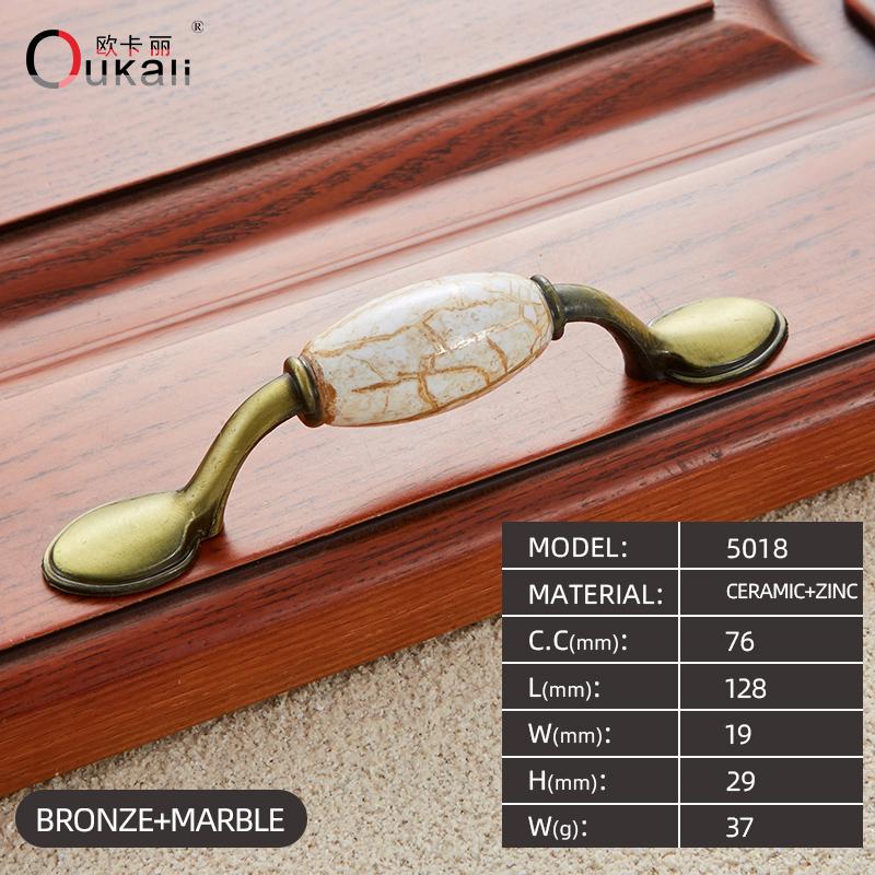 Oukali Antique Classical Ceramic Zinc Drawer Door Vintage Bedroom Furniture Handles Draw Pulls Kitchen Cabinets Wardrobe Handle