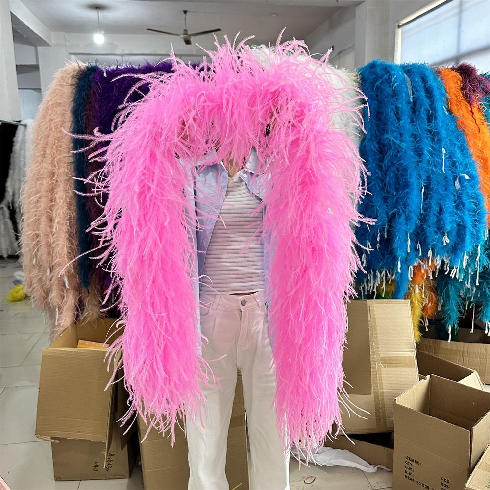 DIY 1 3 6 10 20Ply Natural Ostrich Feathers Boa 2 Meter Fluffy Ostrich feather Shawl for Wedding Party Dress Sewing Decoration Scarf
