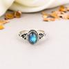 925 Sterling Silver Labradorite Gemstone Oval Shape Ring For Women