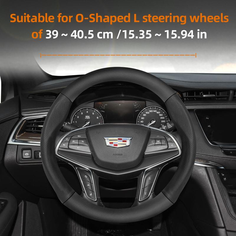 AABHX1 Suitable for Cadillac Breathable Hole Leather Matte Carbon Fiber Texture Steering Wheel Cover Suitable for Cts 2013 Ct4 Carbon Interior Ct5