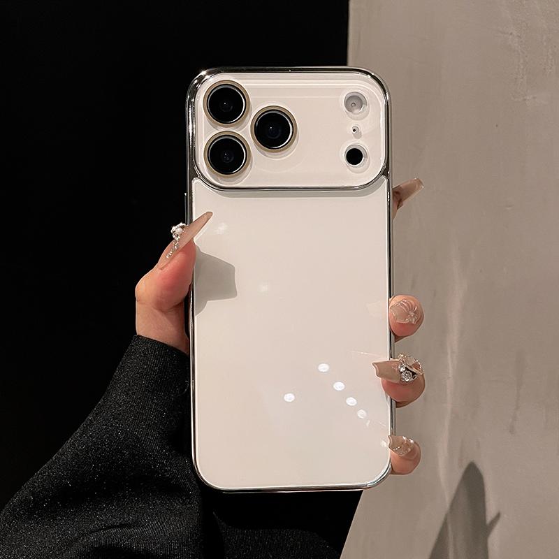 Роскошный чехол из закаленного стекла для iPhone 17 16 15 14 13 12 11 Pro Max Plus Кристальная защита объектива Позолоченный бампер Жесткий чехол