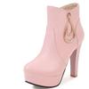 Fashion Fashion Ankle Boots for Women 2024 High Heels Platform Sweet Pink White Short Boots Fashion Boots Autumn Winter Ladies Shoes