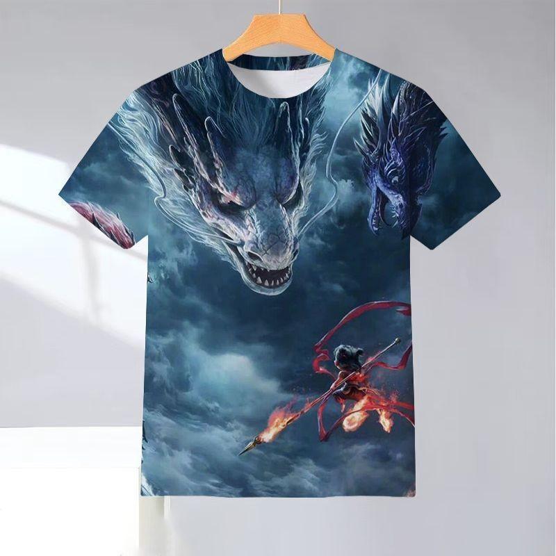 Футболка для мужчин и женщин, детская, Nezha's Demon, детские, мужские и женские футболки с изображением моря, летние футболки с 3D-печатью, короткий рукав, мужская одежда