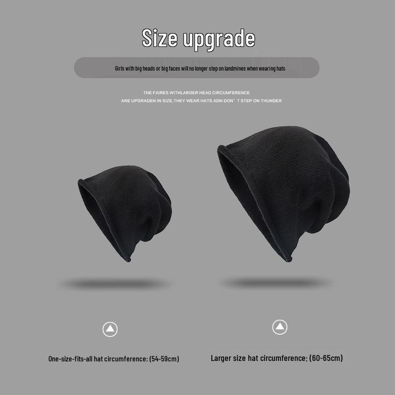 Женская шапка-бини для большой головы: Осенне-зимняя дышащая шапка свободной вязки для стройнящего эффекта.