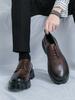 Модные новые толстые туфли с круглым носком в школьном стиле из кожи, мужские деловые туфли на шнуровке, модная обувь в корейском стиле
