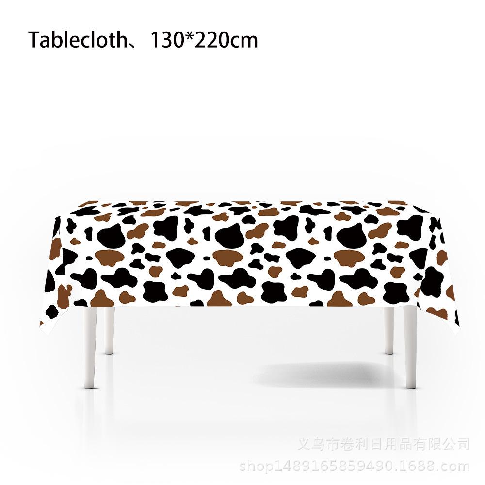 Детская ферма, коровья тематика, принадлежности для вечеринки, украшение на день рождения, черная, коричневая, коровья бумажная тарелка, бумажный стаканчик, флаг, скатерть, композиция