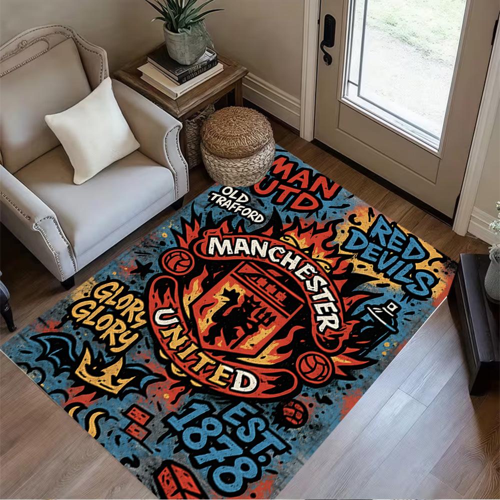Manchester United: Fire Glory Floor Mat Perfect for Dormitory Decorate room Study room Game Room Anti-slip Rug Decorate Offices Best for Christmas