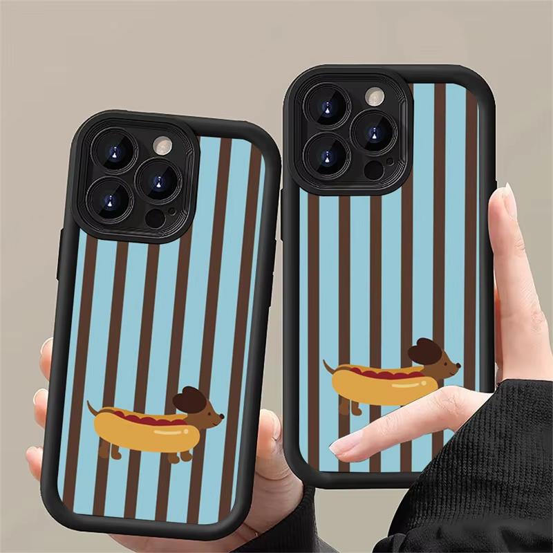 Ретро Забавный Полосатый Рисунок Таксы Чехол Для Телефона Для Samsung Galaxy S21 S22 S23 S24 FE Plus S25 Ultra A15 A35 A54 A55 Мягкий Чехол