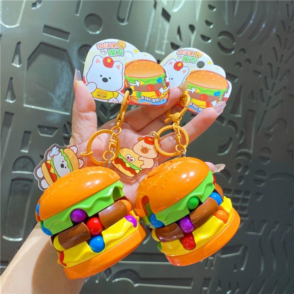 Finger Top Toy Dog Hamburger Doll Key Chain Capybara Puzzle Cube Keychain Girls Couple Girlfriends