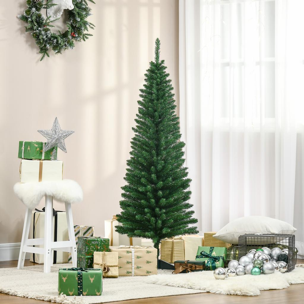 Artificial Slim Christmas Tree 150cm With Metal Stand 294 Branches