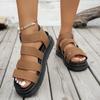 Summer Ladies Fashionable Thick Bottom Platform Sandals Wear Resistant Anti Slip Outdoor Unique Style Flat Heel Roman Style Sand