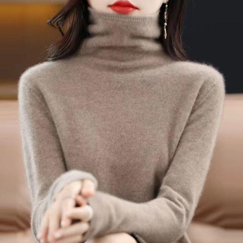 Женские свитера, пуловеры 2025 Осень-Зима, длинный рукав, водолазка, черный вязаный свитер, женские топы, пуловер JJ99