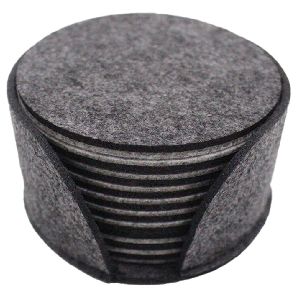 10 PCS Felt Drink Cup Coaster With Holder Round Soft Absorbent Cup Mats Scratch Preventing Reusable For Home Bar