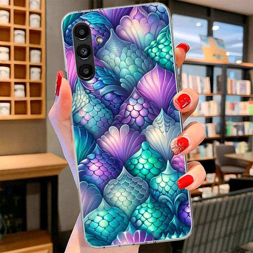 Fish Scale Pattern Mermaid Phone Case For Samsung Galaxy A17 A37 A57 A16 A26 A36 A56 A15 A25 A35 A55 A14 A24 A34 A54 A13 A23 A33