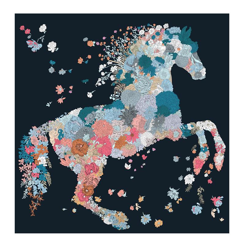 Silk Scarf Women Flower Horse Print Square Scarves Head Echarpes Silk Foulards Femme Wraps Beach Shawls Bandana Lady Hijabs 90CM