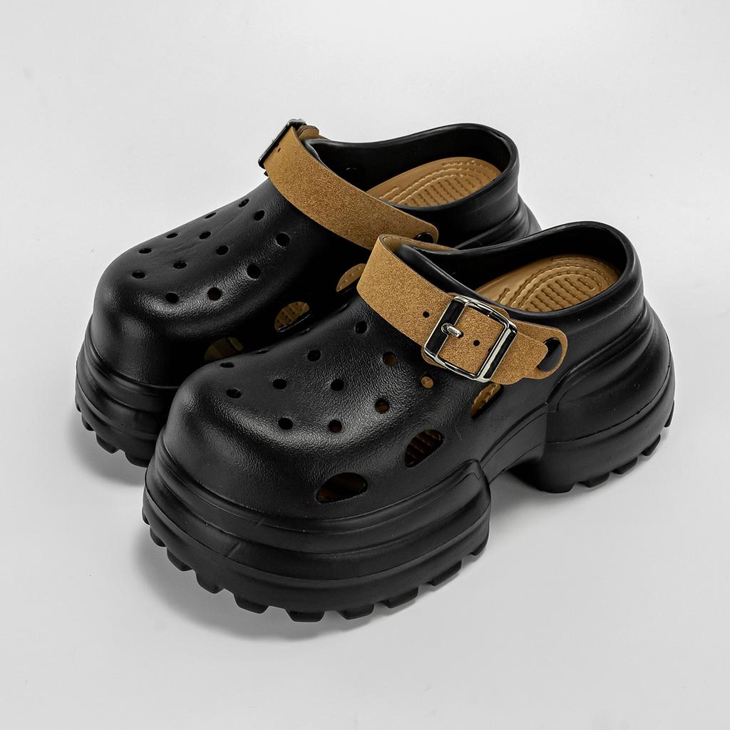 Женские сабо Нескользящие сандалии Тапочки из ЭВА с толстой подошвой Пляжная обувь Комфортная обувь для активного отдыха Увеличивающая рост обувь