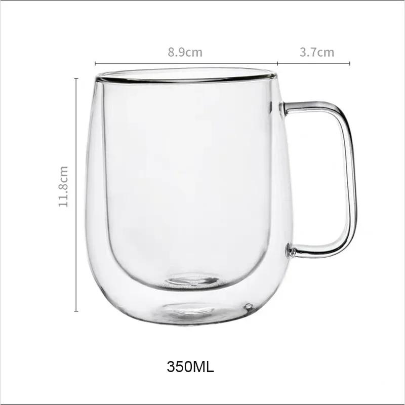 Egg-shaped Transparent Double Wall Glass Cup High Temperature with Handle Set Household Juice Milk Coffee Mugs Drinking Glasses