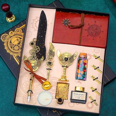 Набор перьевых ручек для каллиграфии, винтажный набор чернил для гусиных ручек, набор чернил для перьевых ручек, рождественский подарок для любителей письма, подарок на день рождения, идеальный праздничный подарок