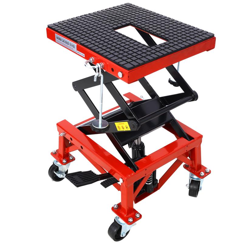 Hydraulic Motorcycle Lift Table with Scissor Jack - 350 Lbs Capacity, Adjustable Lift Range,  Motorcycle Jack for  Dirt Bike