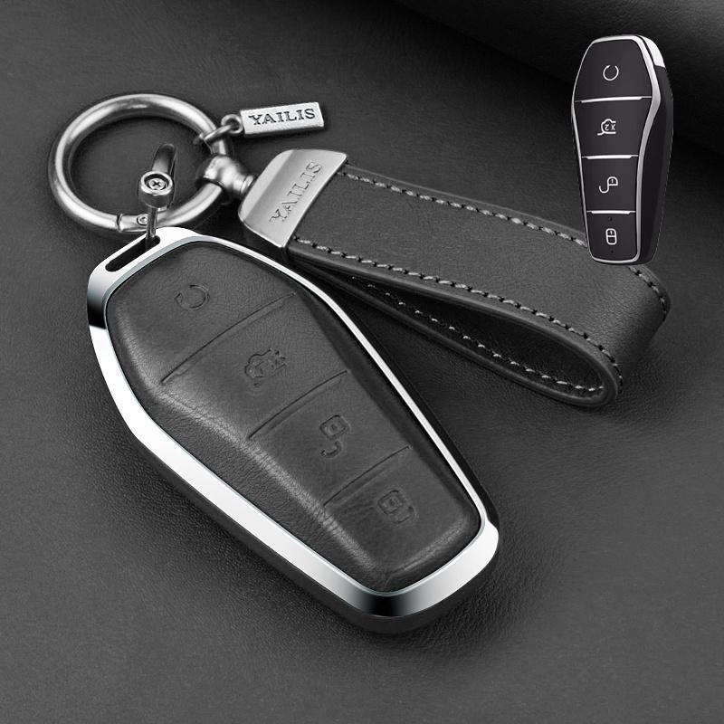 Metal Leather Car Remote Key Cover Case Holder shell Fob For New ATTO 3 2 8 Song Pro Plus Shark Dolphin Seal U 5 Sealion 6 7