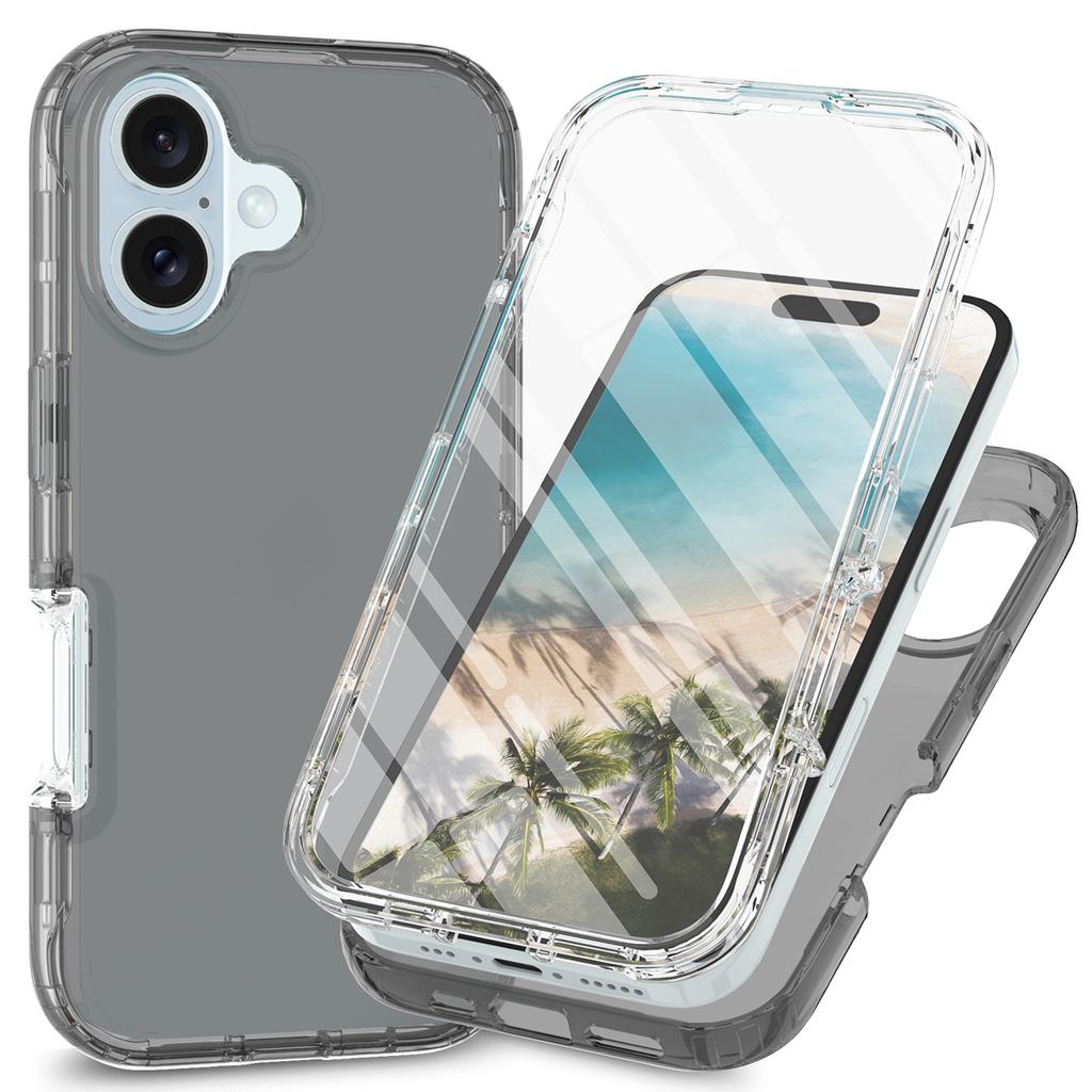 For iPhone 16 Plus Case TPU+PC Full Protection Shockproof Phone Cover with PET Screen Guard