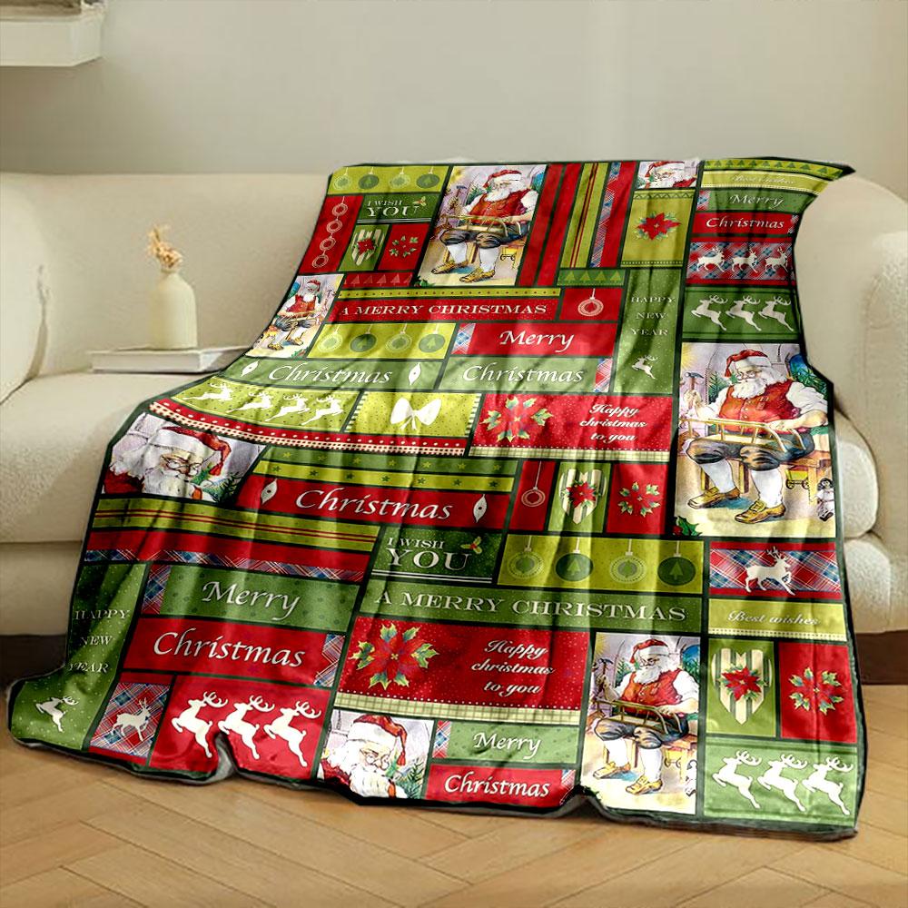 Christmas Themed Festive Holiday Decor Santa bedroom Blanket for Livingroom Couch lunch break Soft throw for Friend's festival Gift