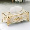 [Коробка для салфеток с узором розы] Роскошная коробка для салфеток с золотым покрытием - Узор розы, Европейский и американский стиль - Подходит для разных комнат и случаев