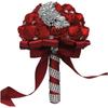Handmade Wedding Bride Bridesmaid Bridal Bouquet Rose Holding Toss Artificial Flowers Bouquets with Satin Ribbon Rhinestone
