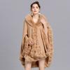 16 Colors Women String Rabbit Fur Collar Outstreet Wear Winter Thick Poncho Cardigan Long Cloak Big Pendulum Loose Shawl Coat