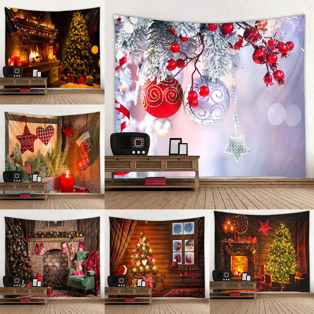 Рождественский принт с узором гобелен для комнаты в общежитии, гостиной, Настенный декор, вечерние фон для друзей, тканевый домашний декор, гобелен