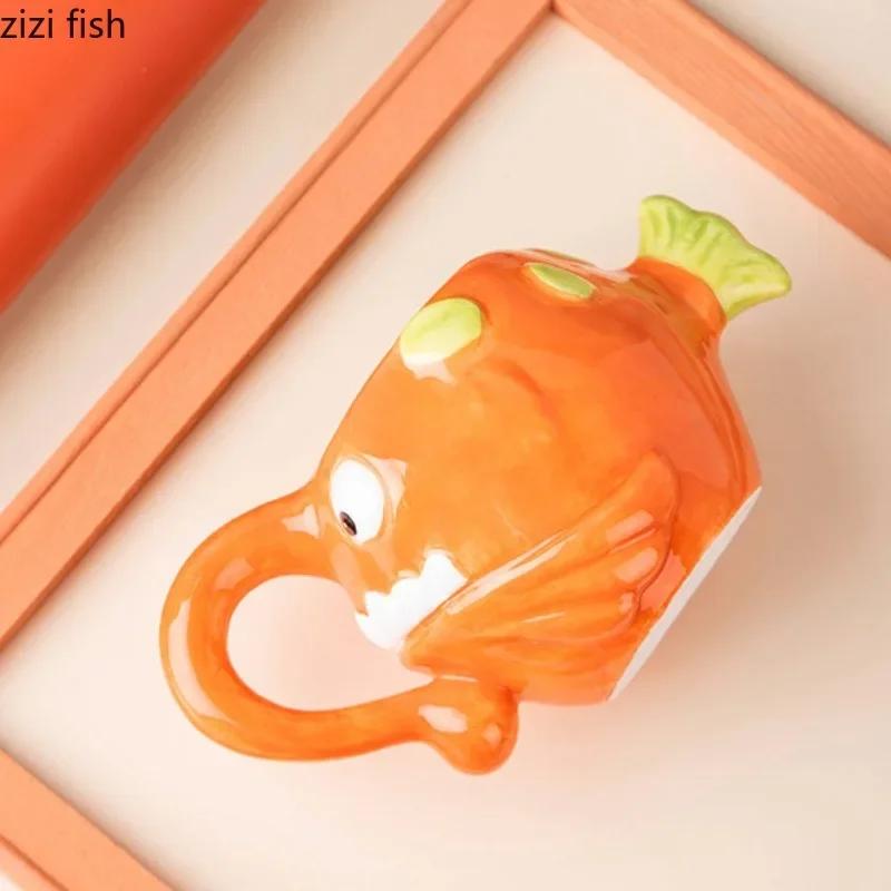 Cartoon Ocean Animal Water Cup Lantern Fish Ceramic Mug Coffee Cups Large Capacity Breakfast Cups Milk Tea Cup Flowerpot Tea Mug