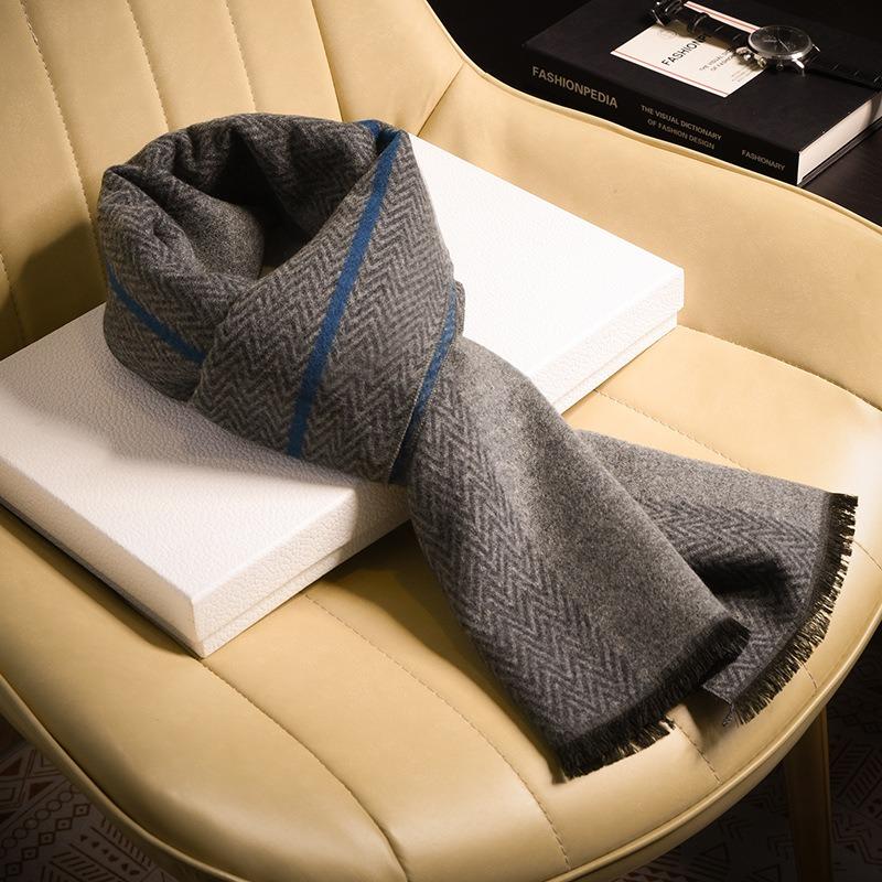 Scarf Men's Winter Versatile Simple Wool Men's Plaid Couple Light Student Scarf