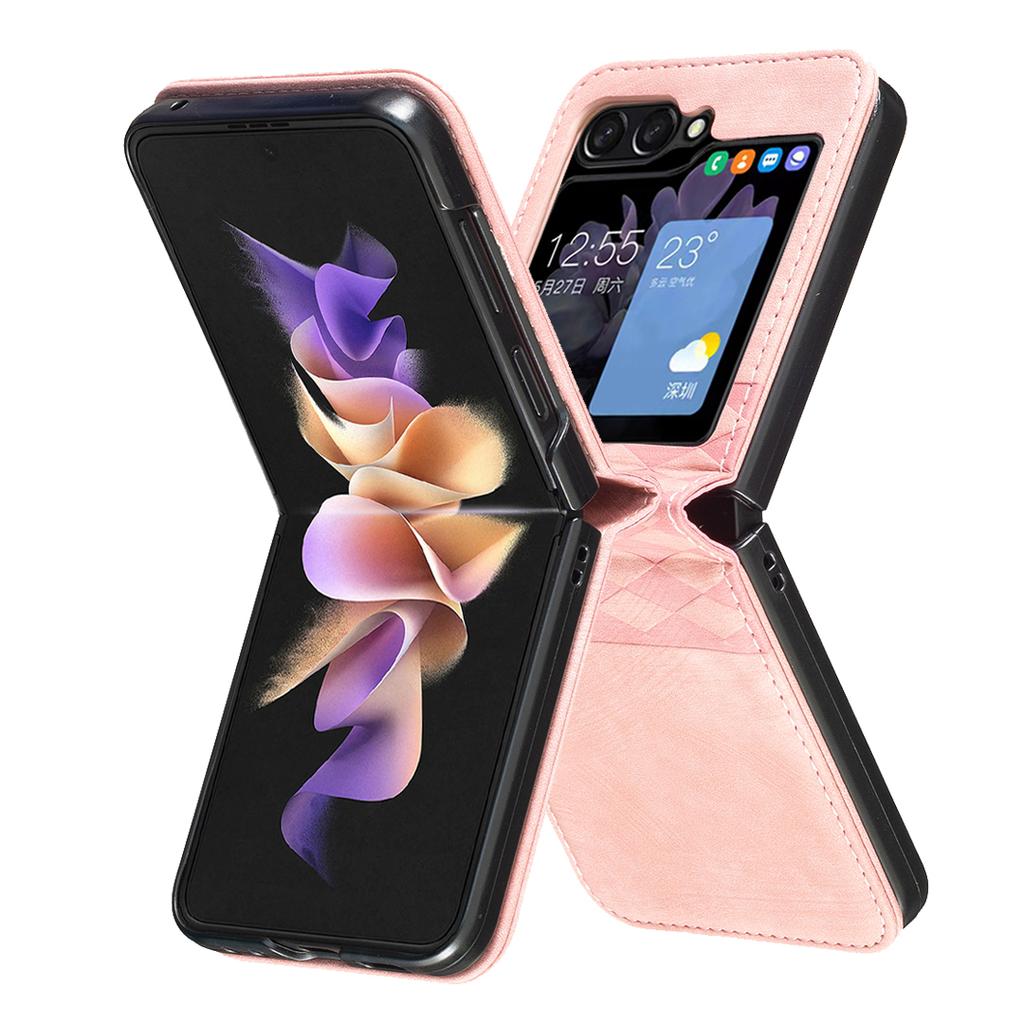 Для Samsung Galaxy Z Flip7 FE 5G/Z Flip6 5G/Z Flip5 5G Чехол Кожаный Противоударный Чехол для Телефона с Тиснением в виде Сетки