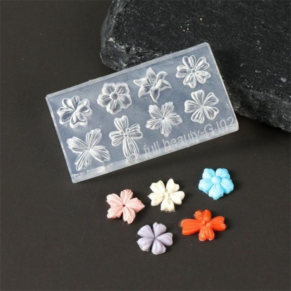 Pink Floral Shape Silicone Nail Mold Transparent 3D Nail Mold New Flower Nail Mold Nail Carving