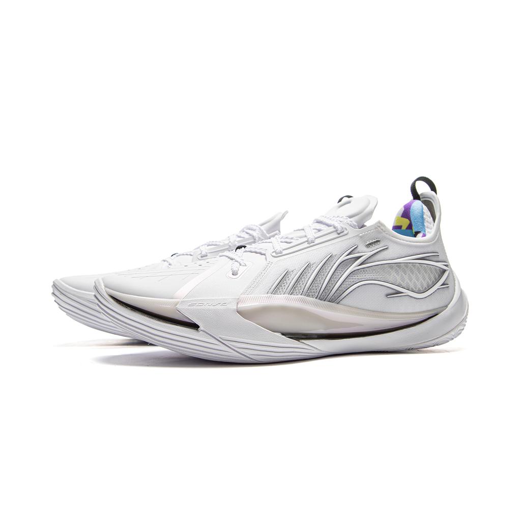 Li Ning Амортизирующие Нескользящие Износостойкие Низкие Баскетбольные Кроссовки Мужские Стандартные Белые ABAV025-5