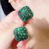 111 серебряная игла ретро зеленые квадратные серьги-гвоздики с полным бриллиантовым покрытием женские серьги в средневековом стиле дизайнерское решение легкие роскошные серьги