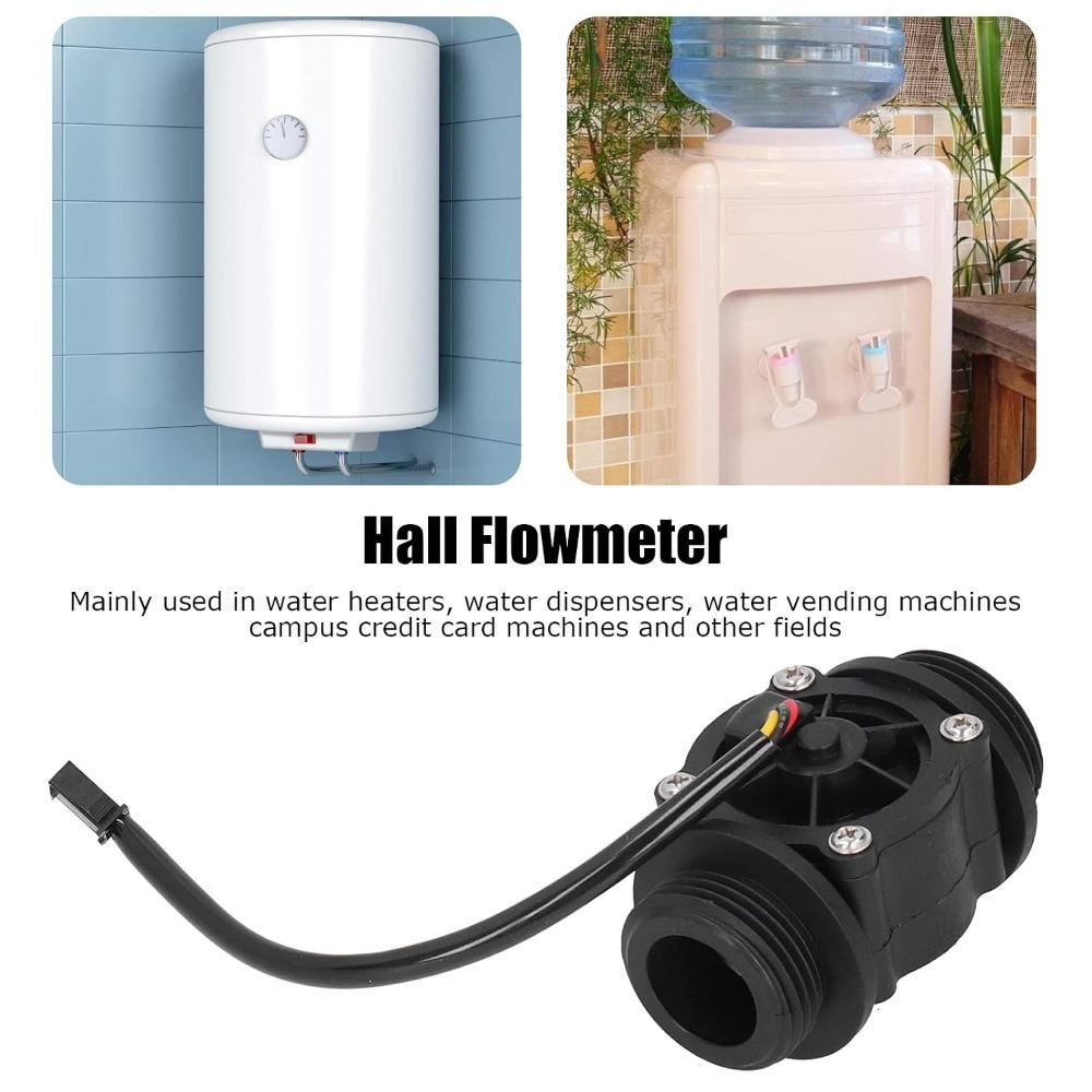 Black Hall Flowmeter Plastic Flow Meter Sensor Flow Measuring Device Water Heater Equipment